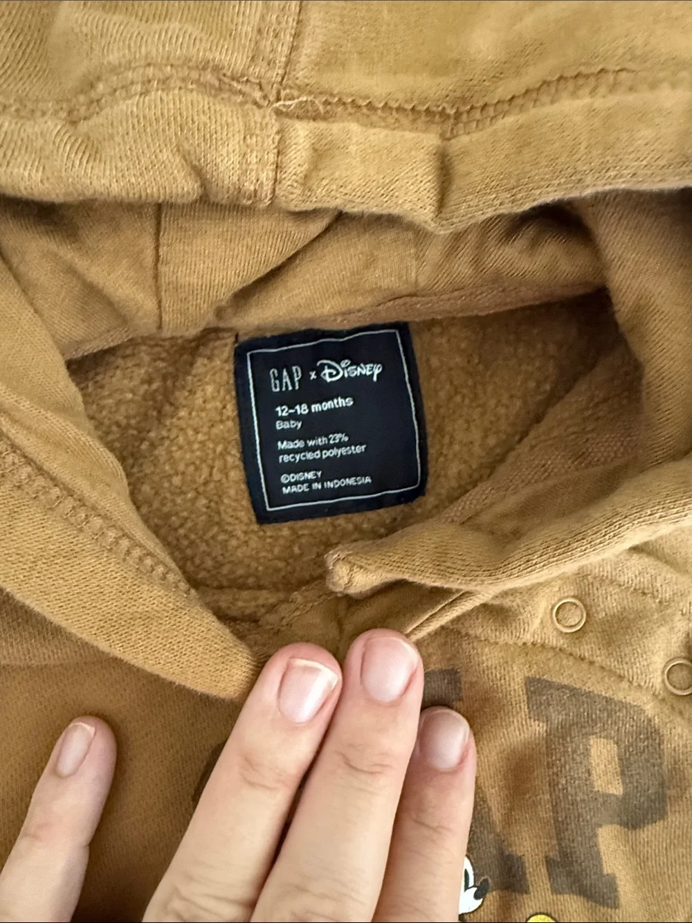 GAP x Disney Brown Hooded Mickey Mouse One-Piece With Mouse Ears